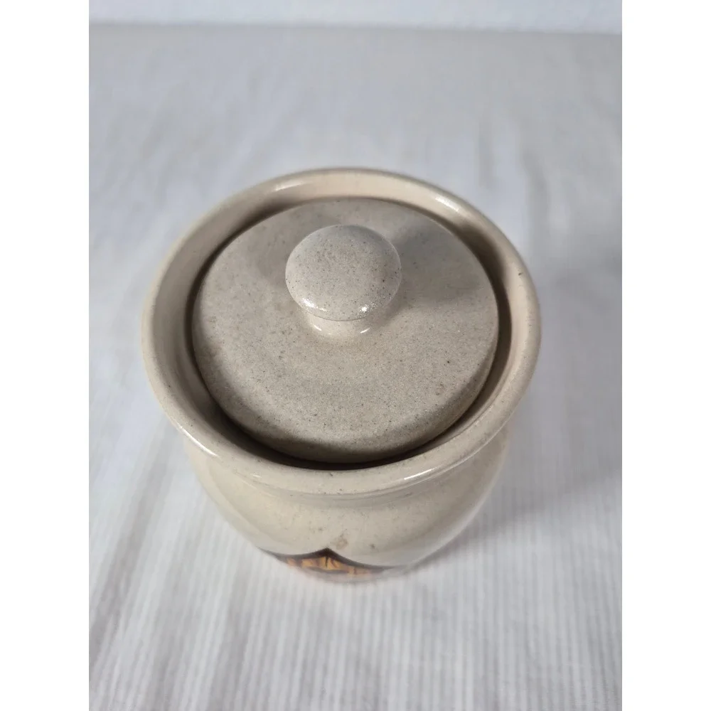 Vtg Yesteryears Hand Painted Birdhouse Stoneware Crock Jar w/Lid - USA